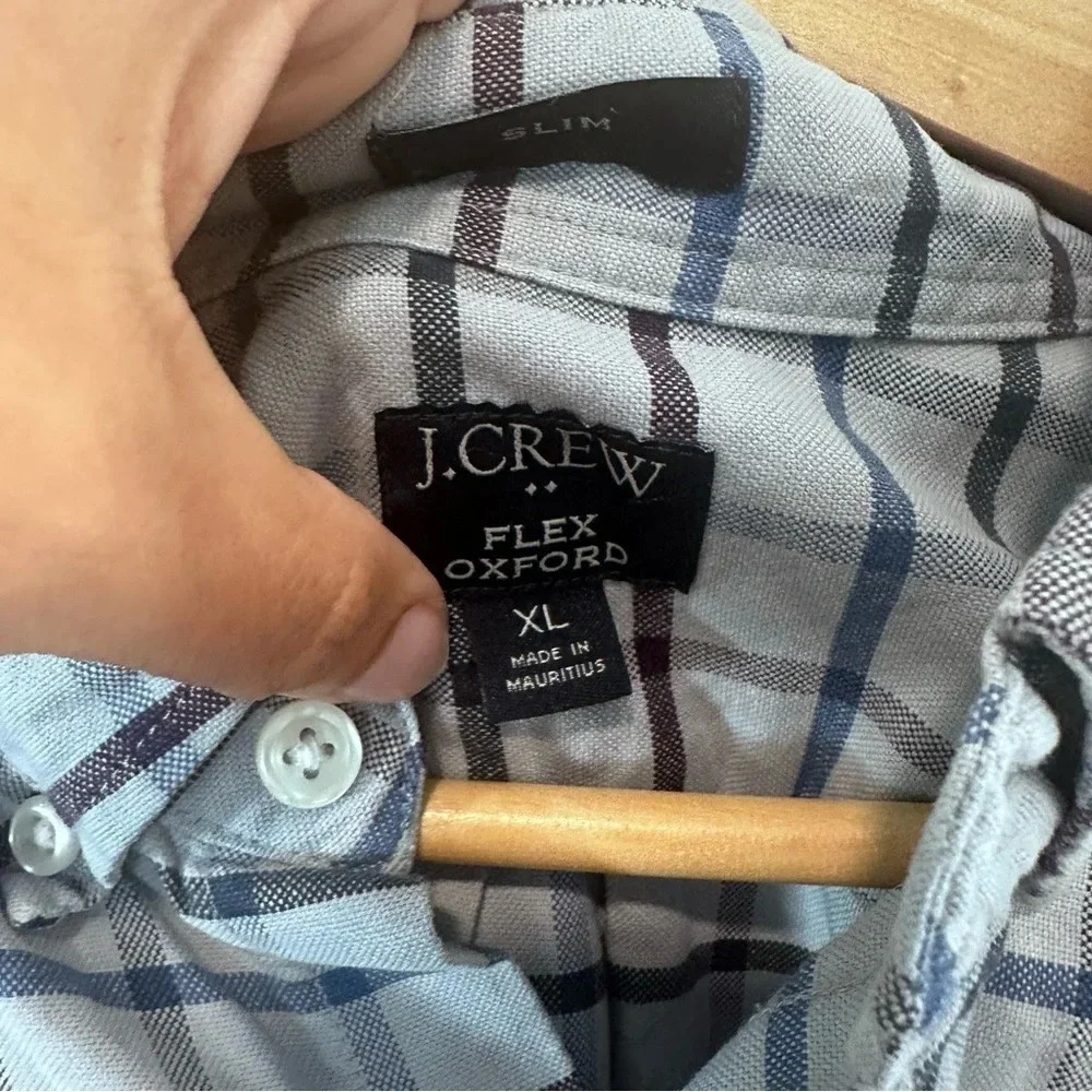 J.Crew Mens Slim Flex Plaid Oxford Preppy Size SZ XL